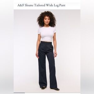 Abercrombie & Fitch XS Navy Stripe Sloane Tailored Wide Leg Pants